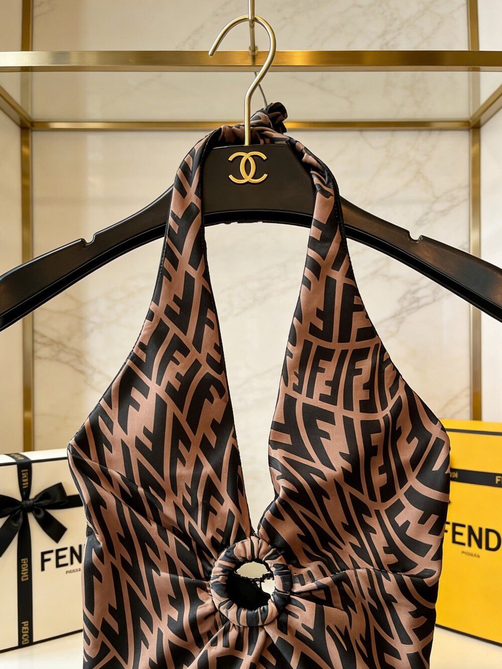 Fendi Halter One Piece Swimsuit - Picture 5 of 6